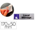 Plaque de porte local menage signaletique biz pictogramme  en aluminium brosse double    face autocollant dos 170x50mm