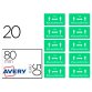 Badges adhesifs avery distance 80x50 vert lot de 20