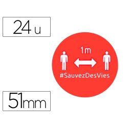 Badges adhesifs avery distance 51mm rouge lot de 24