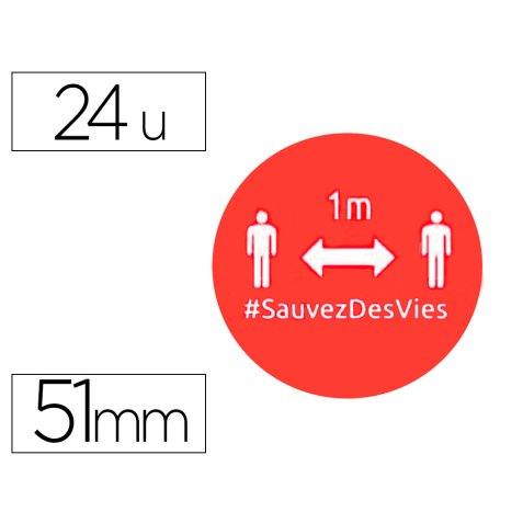 Badges adhesifs avery distance 51mm rouge lot de 24