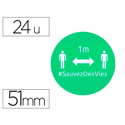 Badges adhesifs avery distance 51mm vert lot de 24