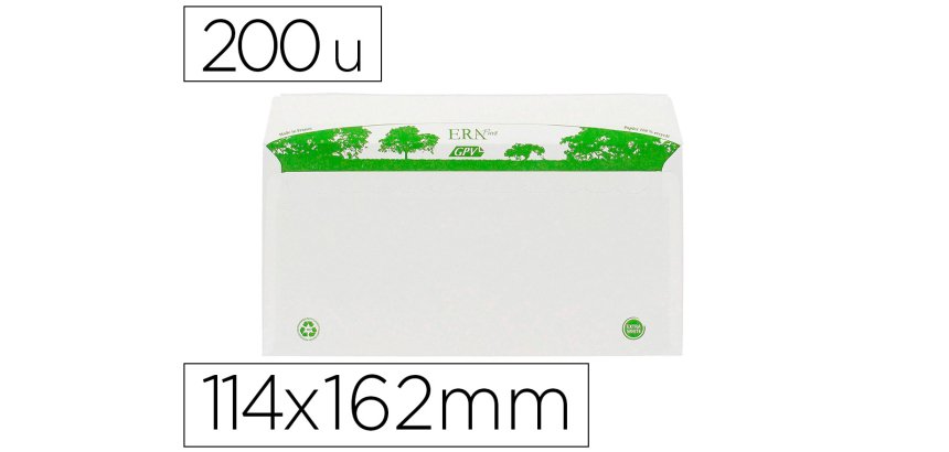 Enveloppe gpv c6 bande de protection 80g recycles       114x162 blanche boite de 200