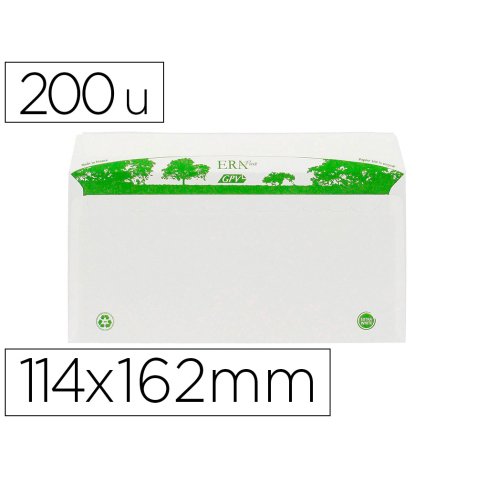 Enveloppe gpv c6 bande de protection 80g recycles       114x162 blanche boite de 200