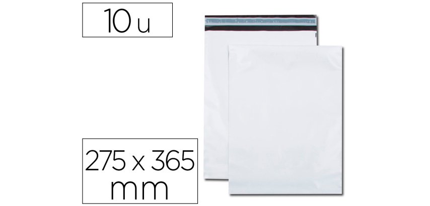 Pochette gpv polyethylene adhesive 275x365 blanc/noir   paquet de 10
