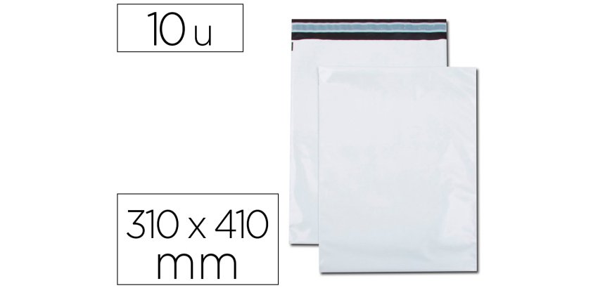 Pochette gpv polyethylene adhesive 310x410 blanc/noir   paquet de 10