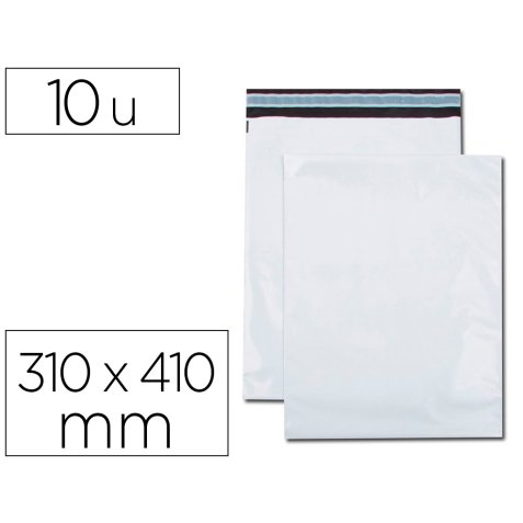 Pochette gpv polyethylene adhesive 310x410 blanc/noir   paquet de 10