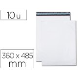 Pochette gpv polyethylene adhesive 360x485 blanc/noir   paquet de 10