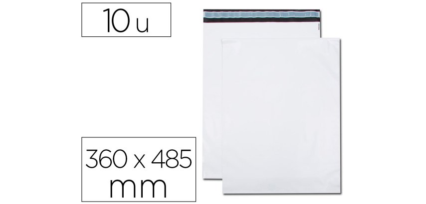 Pochette gpv polyethylene adhesive 360x485 blanc/noir   paquet de 10