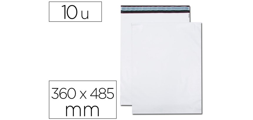 Pochette gpv polyethylene adhesive 360x485 blanc/noir   paquet de 10