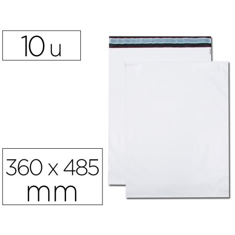 Pochette gpv polyethylene adhesive 360x485 blanc/noir   paquet de 10