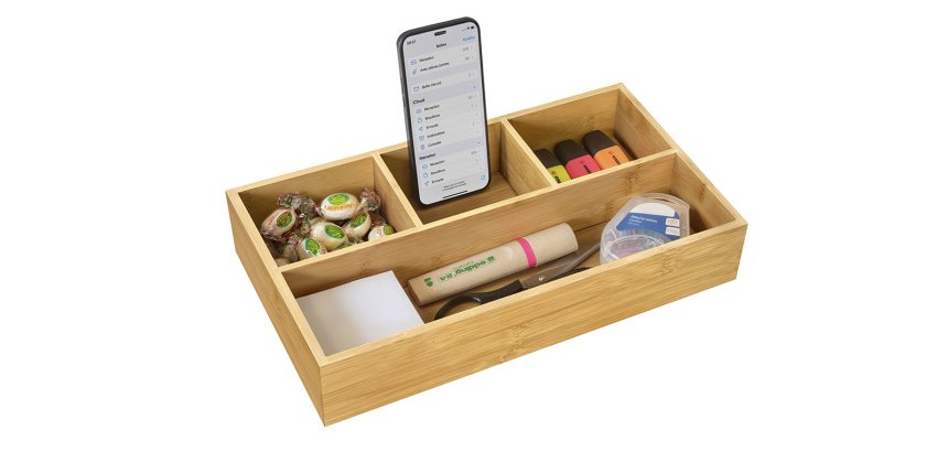 Organisateur cep bambou naturel 4 compartiments       vernis protecteur