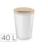 Maxi corbeille cep pp avec couvercle amovible contenance 40l ouverture demi-lune       coloris hetre corps blanc