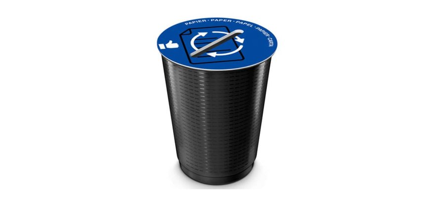 Couvercle cep tri selectif papier adaptable sur maxi     corbeille ouverture centrale  coloris bleu