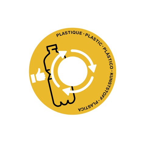 Couvercle cep tri selectif plastique adaptable sur maxi  corbeille ouverture centrale  coloris jaune