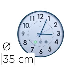 Horloge co2 cep diametre 35cm affiche heure format          analogique et niveau qualite  air coloris blanc et bleu
