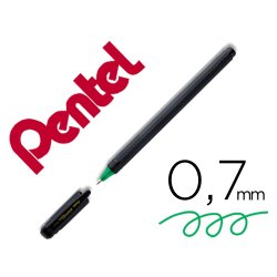 Roller pentel energel ecologique et rechargeable    capuchon ideal gaucher pointe 0,7mm coloris noir encre verte