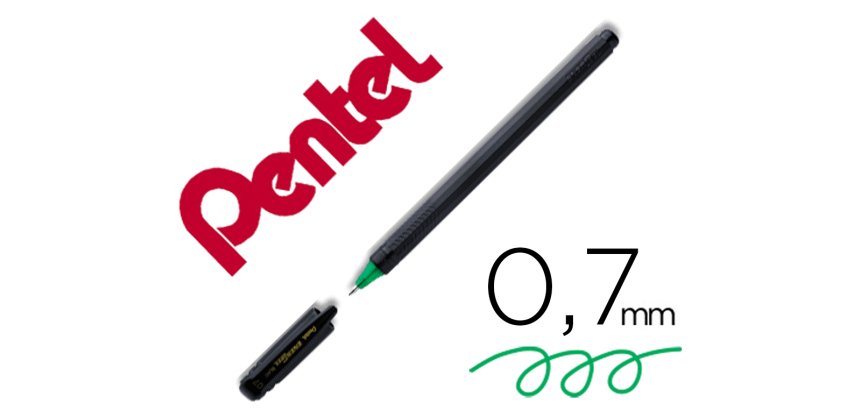 Roller pentel energel ecologique et rechargeable    capuchon ideal gaucher pointe 0,7mm coloris noir encre verte