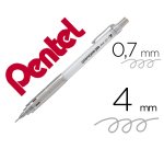 Porte-mines pentel graphgear 300 canon fixe 4mm mine 0,7mm grip metal gomme avec capuchoncorps metal coloris blanc