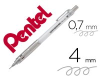 Porte-mines pentel graphgear 300 canon fixe 4mm mine 0,7mm grip metal gomme avec capuchoncorps metal coloris blanc