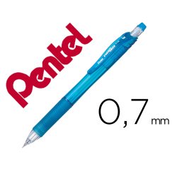 Porte-mines pentel energize canon fixe mine 0,7mm grip    caoutchouc gomme avec capuchoncorps coloris bleu translucide