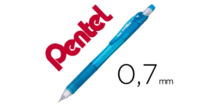 Porte-mines pentel energize canon fixe mine 0,7mm grip    caoutchouc gomme avec capuchoncorps coloris bleu translucide