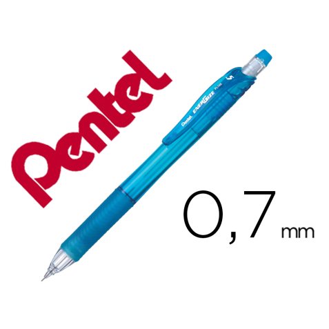Porte-mines pentel energize canon fixe mine 0,7mm grip    caoutchouc gomme avec capuchoncorps coloris bleu translucide