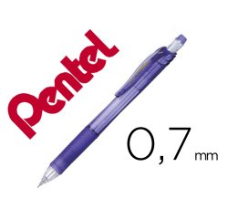 Porte-mines pentel energize canon fixe mine 0,7mm grip caoutchouc gomme avec capuchon corps coloris violet translucide