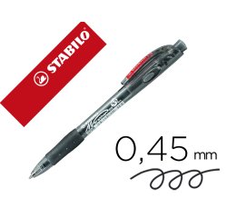 Stylo-bille stabilo marathon retractable autonomie xxl 5,5kmrechargeable pointe moyenne grip antiderapant coloris noir