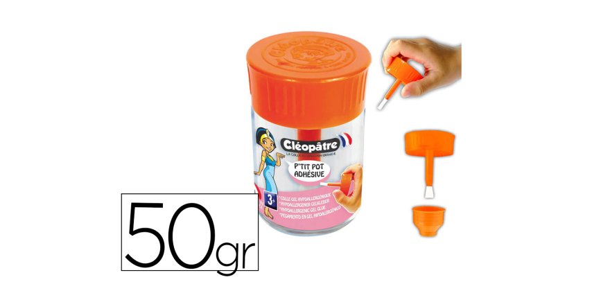 P'tit pot de colle adhésive hypoallergénique 50 g avec pinceau intégré Cléopâtre