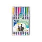 Feutre staedtler triplus fineliner 334 r pointe extra  fine 0,3mm ergonomique coloris assortis etui 10 unites