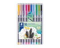Feutre staedtler triplus fineliner 334 r pointe extra  fine 0,3mm ergonomique coloris assortis etui 10 unites