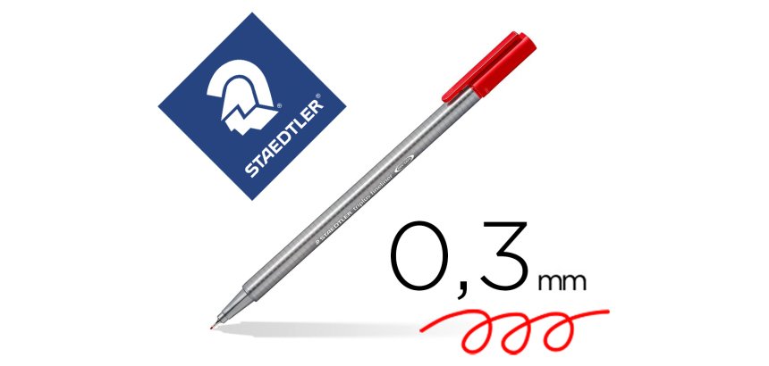 Feutre staedtler triplus fineliner 334 r pointe extra  fine 0,3mm ergonomique        coloris rouge