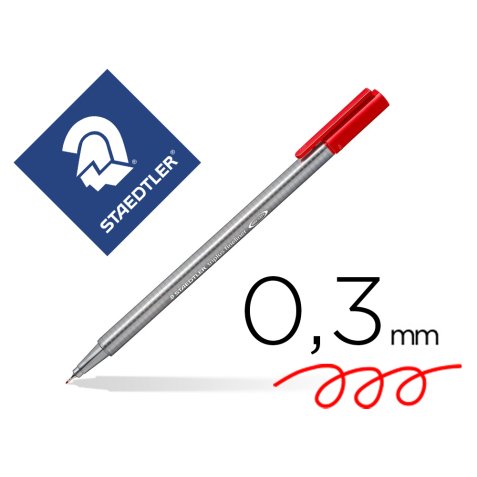 Feutre staedtler triplus fineliner 334 r pointe extra  fine 0,3mm ergonomique        coloris rouge
