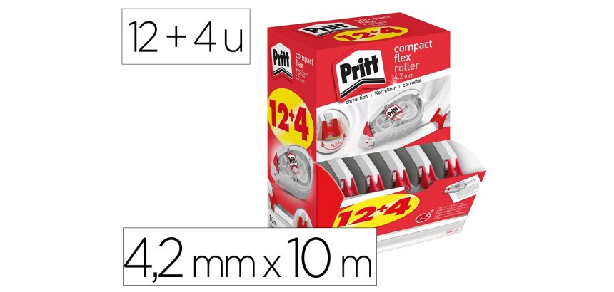 Roller de correction pritt compact flex dimensions       4,2mmx10m pack 12+4 unites