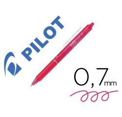 Roller pilot frixion ball clicker retractable ecriture moyenne pointe 0,7mm encre gel rechargeable coloris rose corail