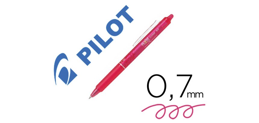 Roller pilot frixion ball clicker retractable ecriture moyenne pointe 0,7mm encre gel rechargeable coloris rose corail