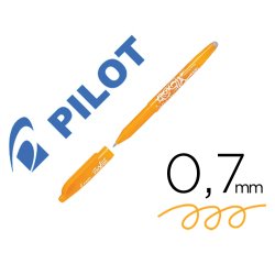 Roller pilot frixion ball clicker retractable ecriture moyenne pointe 0,7mm encre gel rechargeable col. orange abricot