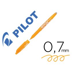 Roller pilot frixion ball clicker retractable ecriture moyenne pointe 0,7mm encre gel rechargeable col. orange abricot