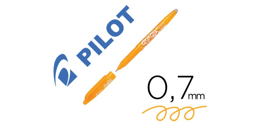 Roller pilot frixion ball clicker retractable ecriture moyenne pointe 0,7mm encre gel rechargeable col. orange abricot