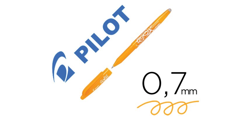 Roller pilot frixion ball clicker retractable ecriture moyenne pointe 0,7mm encre gel rechargeable col. orange abricot