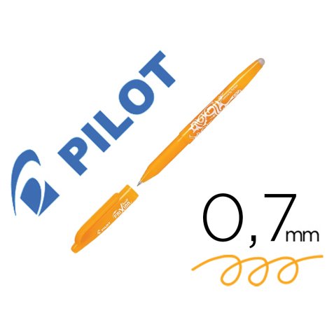 Roller pilot frixion ball clicker retractable ecriture moyenne pointe 0,7mm encre gel rechargeable col. orange abricot