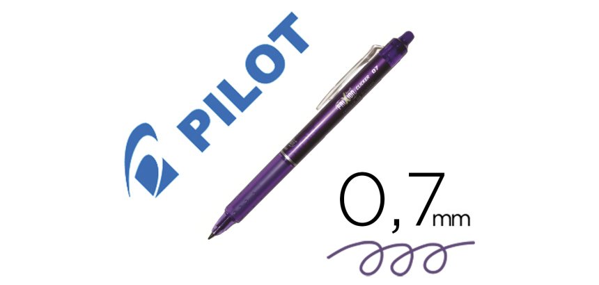 Roller pilot frixion ball clicker retractable ecriture moyenne pointe 0,7mm encre gel rechargeable coloris mauve
