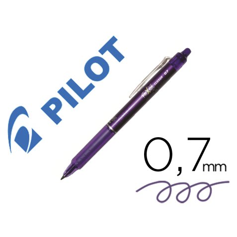 Roller pilot frixion ball clicker retractable ecriture moyenne pointe 0,7mm encre gel rechargeable coloris mauve
