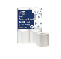 Papier toilette tork traditionnel doux premium 2   plis fsc et ecolabel colors   blanc paquet 6 rouleaux 198f