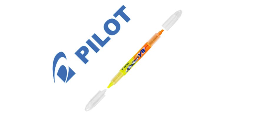 Surligneur pilot spotliter vw begreen double pointe moyenne encre liquide coloris jaune   et orange