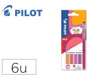 Stylo pilot frixion ball sticks encre effacable pointe 0,7mm 6 coloris assortis tons chauds pochette 6 unites