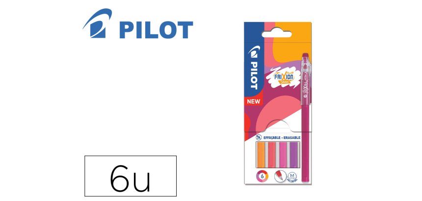 Stylo pilot frixion ball sticks encre effacable pointe 0,7mm 6 coloris assortis tons chauds pochette 6 unites