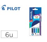 Stylo pilot frixion ball sticks encre effacable pointe 0,7mm 6 coloris assortis tons froids pochette 6 unites