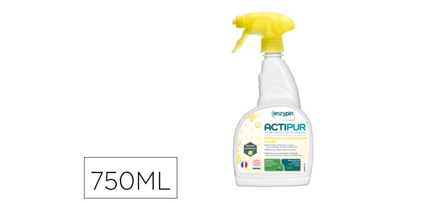 Degraissant desinfectant enzymatique le vrai           professionnel actipur cuisinesecocert spray 750ml