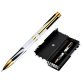 Stylo-bille belius b&w aluminium attributs or encre  bleue coloris noir zebrures   blanches dans coffret cadeau